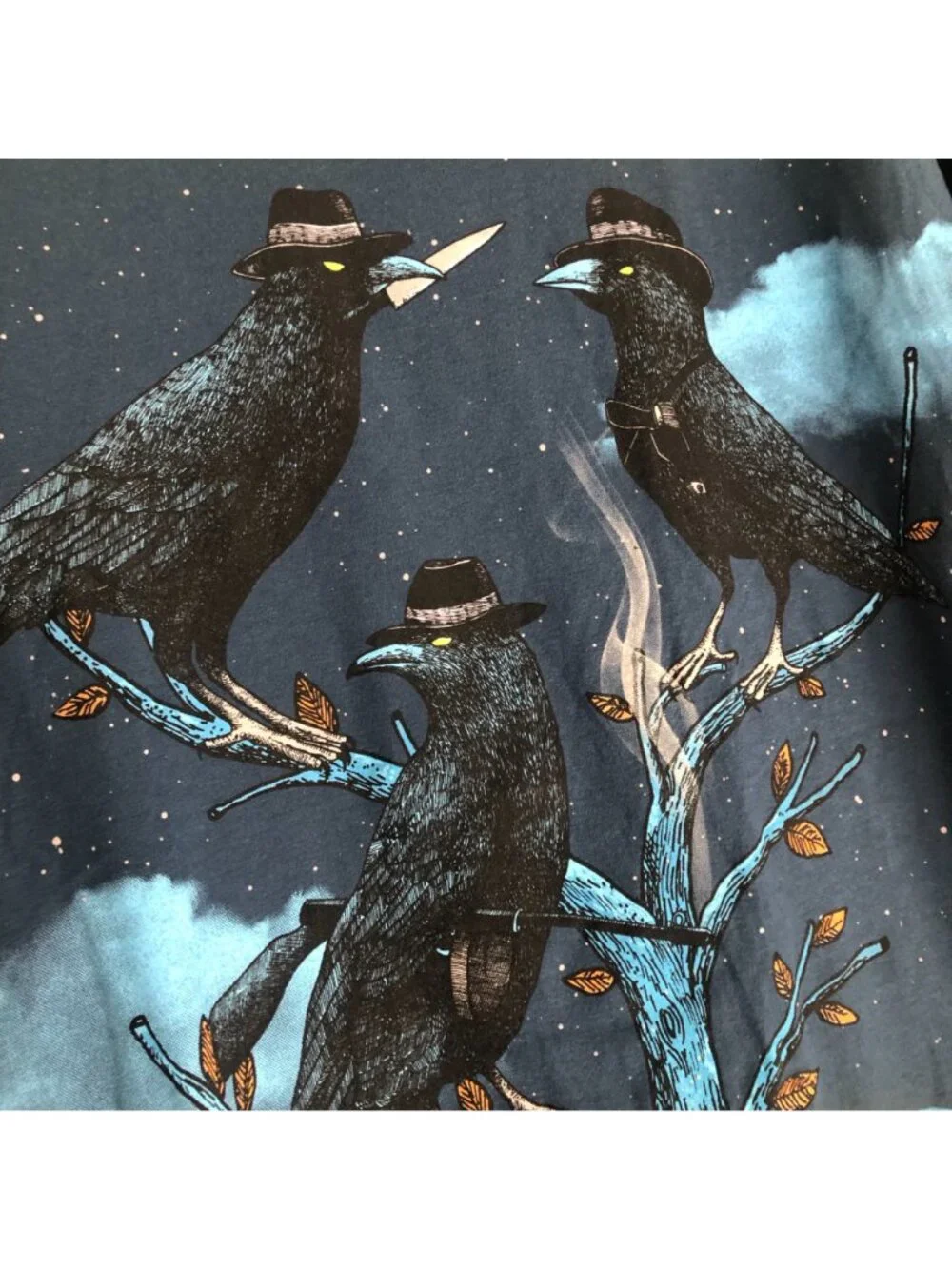 Design by Humans Alvarejo The Perfect Murder Crow Graphic Tshirt Medium - Picture 4 of 6